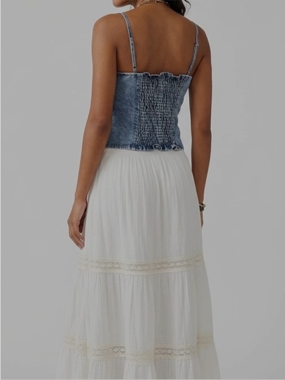 Vigoss Corset Denim Top, Boho, Coquette, Cottagecore, Preppy, Western - Picture 2 of 6
